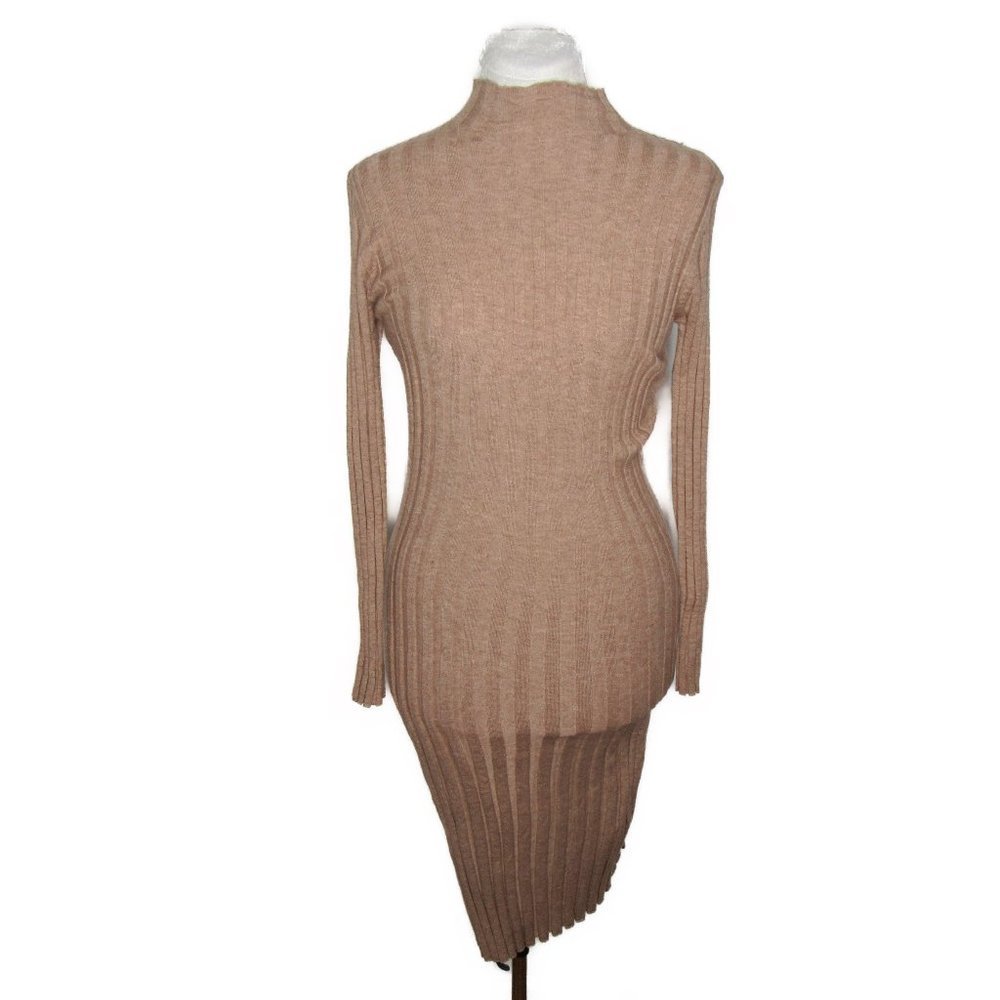 Bohme Tan Ribbed Midi Dress